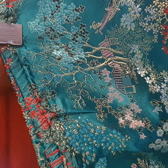 Vtg 1960 Chinese Traditional Floral Satin Brocade 2pc Set SZ Large - Picture 7 of 9